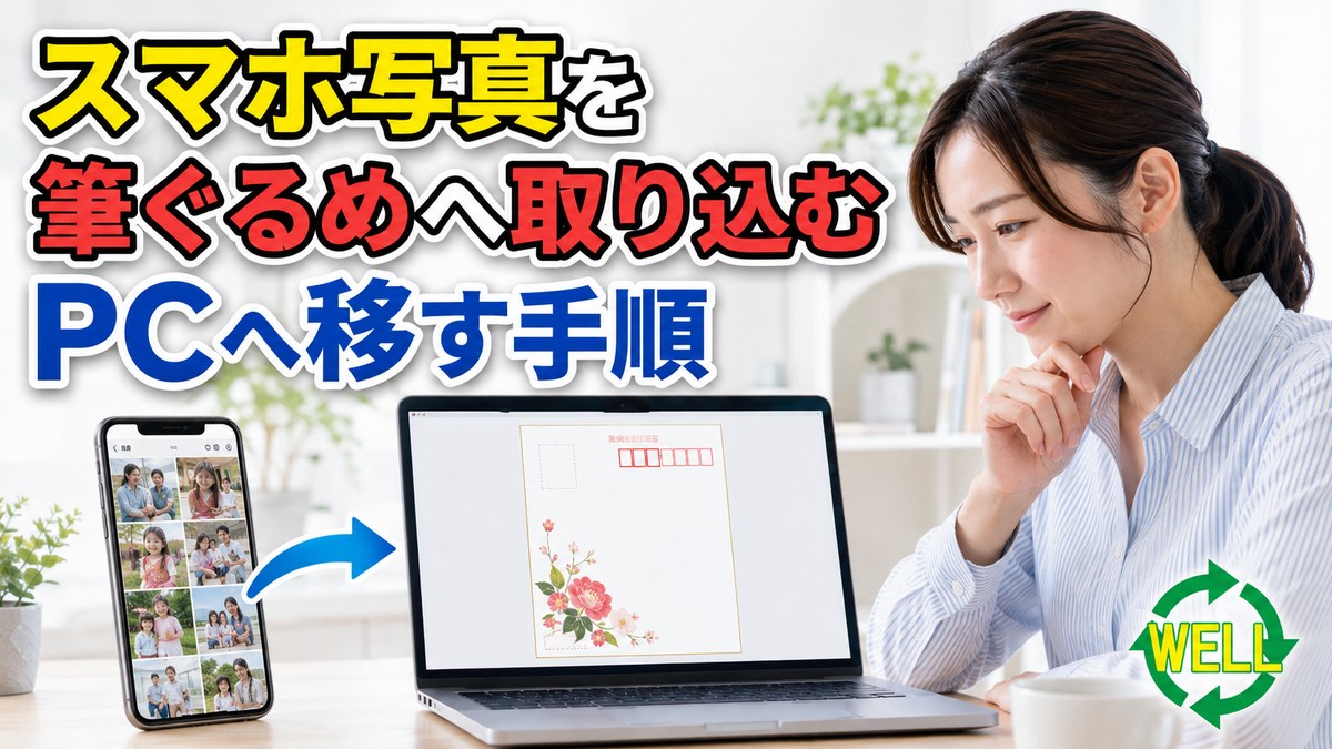 スマホ写真をPCへ移して筆ぐるめへ取り込む手順のWELL記事サムネイル