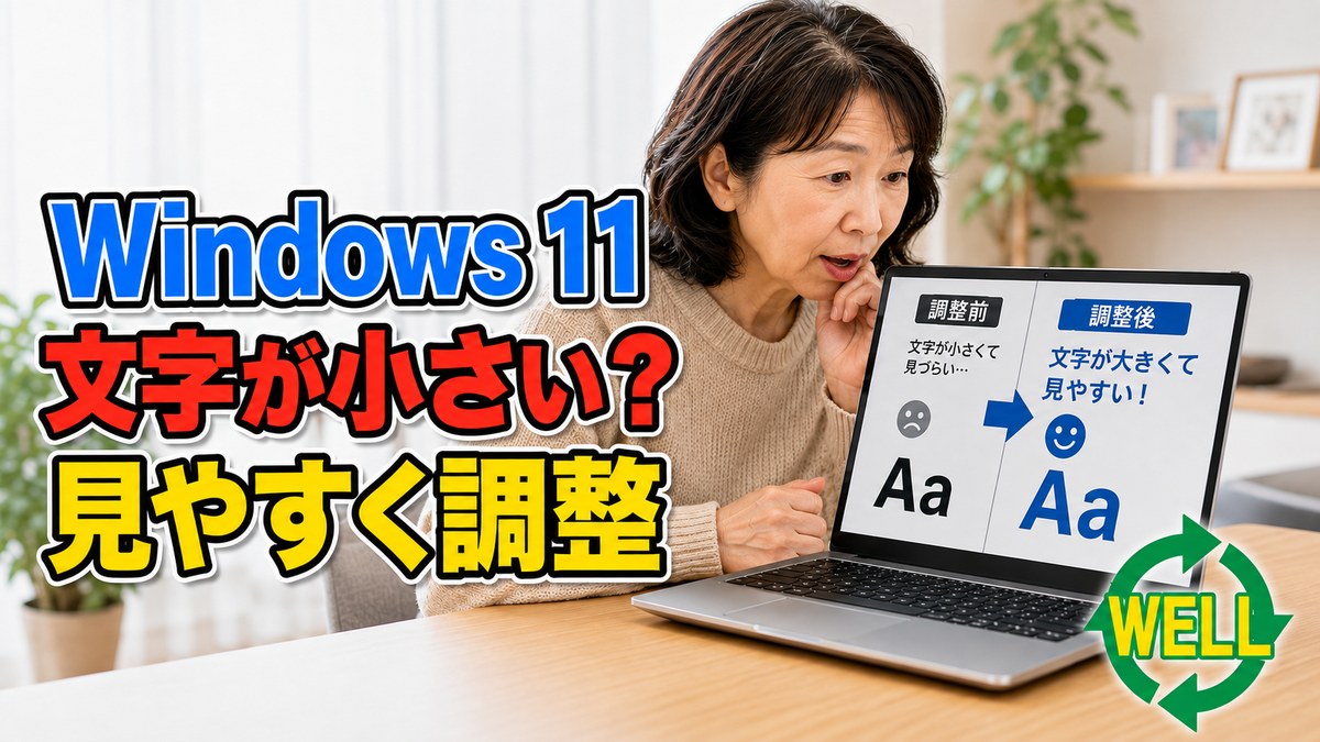Windows 11で文字が小さい時に表示を見やすく調整するWELL記事サムネイル
